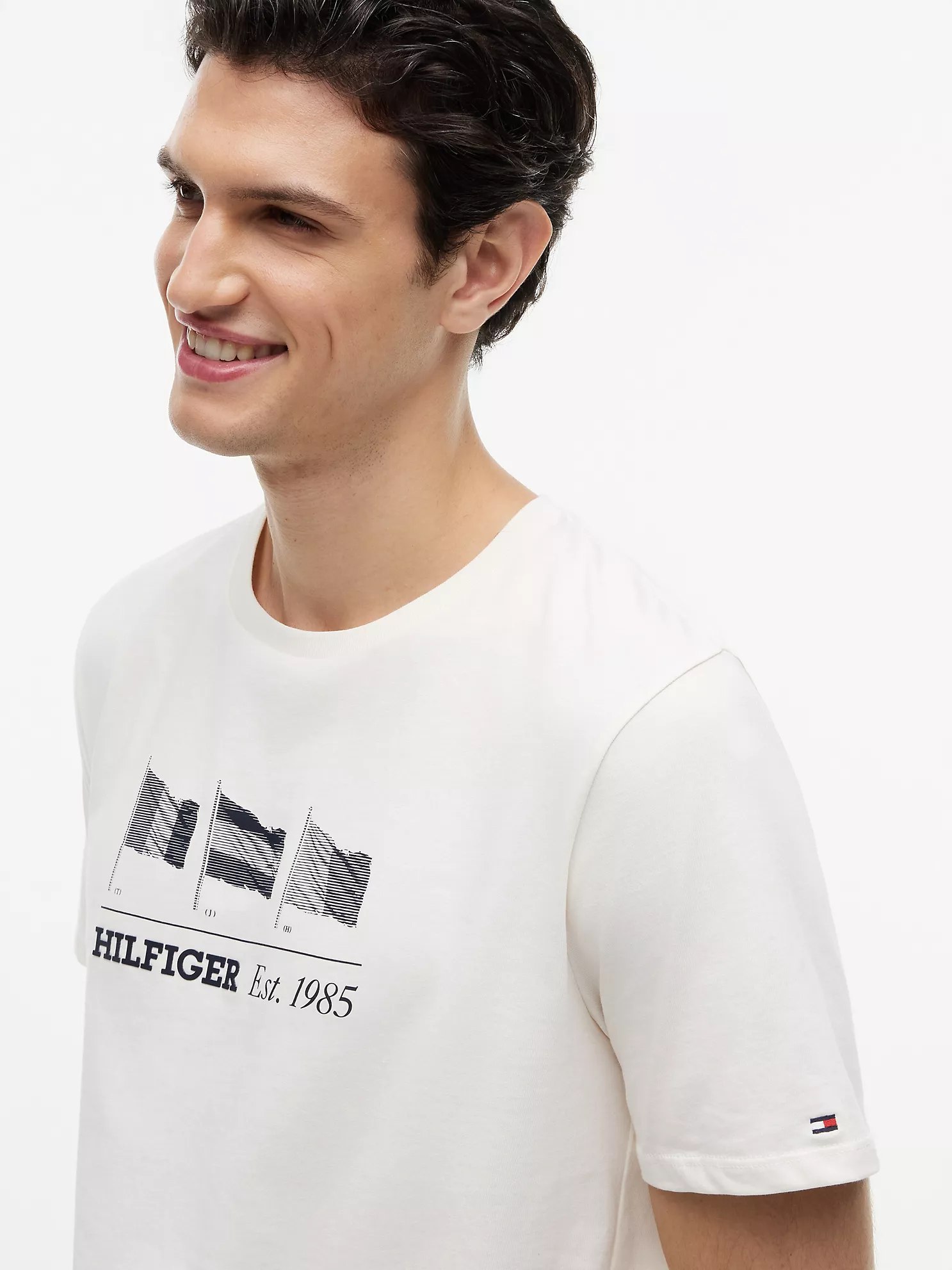 Hilfiger Multi-Flag Logo T-Shirt-Ivory Petal - Image 2