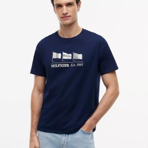 Hilfiger Multi-Flag Logo T-Shirt-Navy