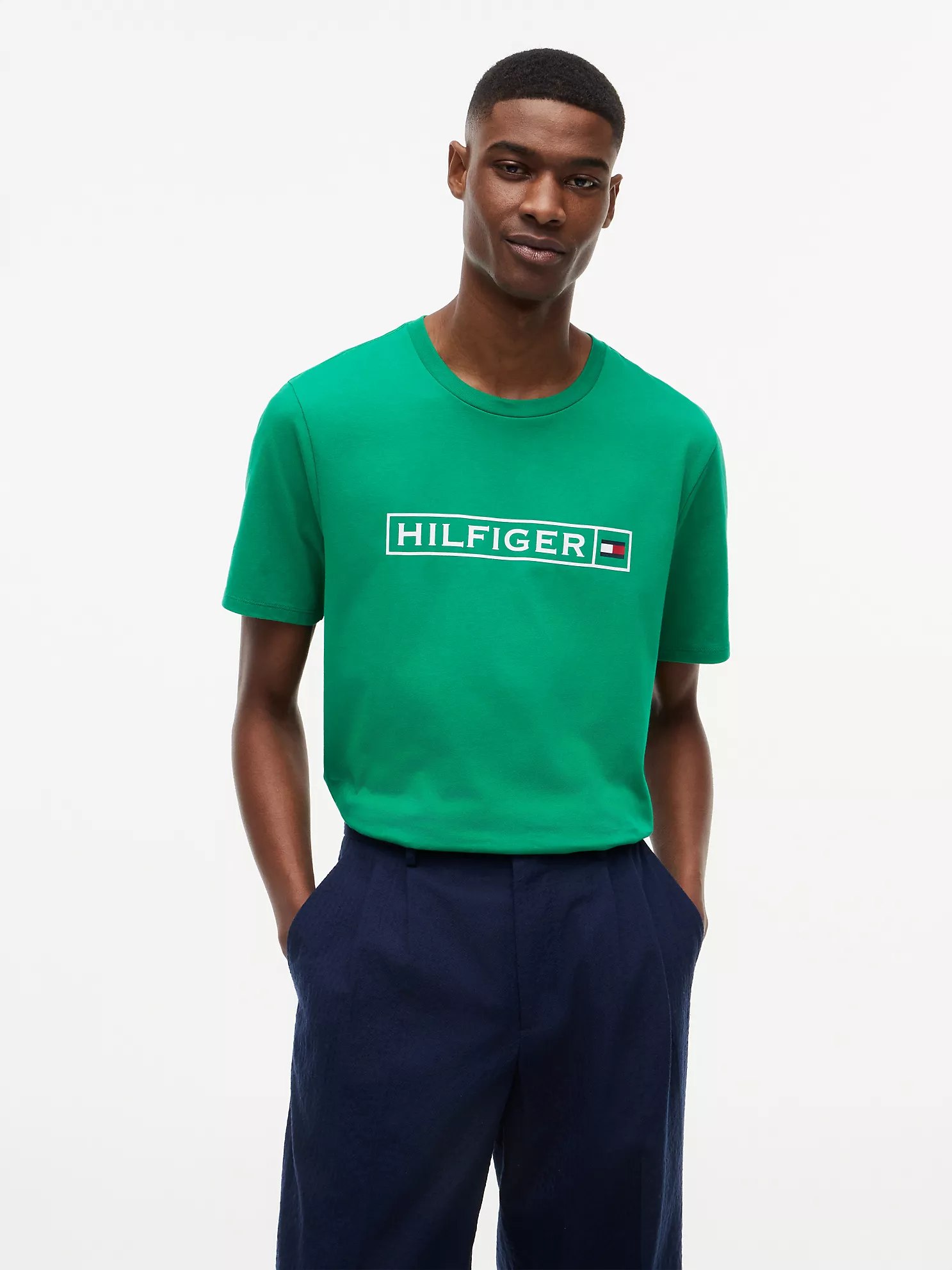 Hilfiger Box Logo T-Shirt-Olympic Green