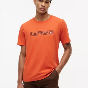 Hilfiger Box Logo T-Shirt-Brilliant Orange