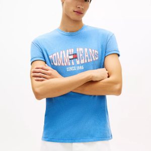 Tommy Jeans Wavy Flag Logo T-Shirt-Blue Twilight