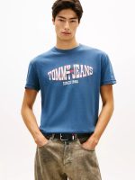 Tommy Jeans Wavy Flag Logo T-Shirt-Navy