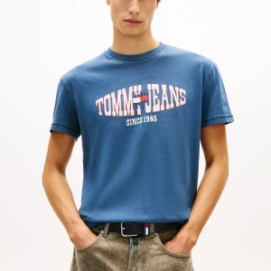 Tommy Jeans Wavy Flag Logo T-Shirt-Navy