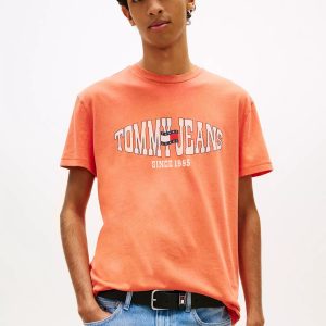 Tommy Jeans Wavy Flag Logo T-Shirt-Horizon Orange