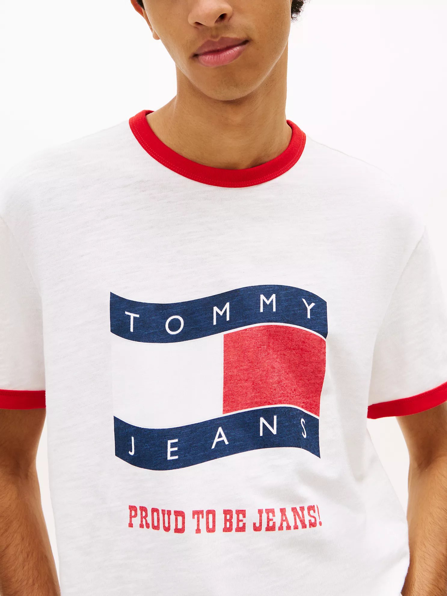 Tommy Jeans Wavy Flag Ringer T-Shirt-Ecru - Image 2
