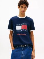 Tommy Jeans Wavy Flag Ringer T-Shirt-Navy