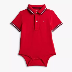 Babies' Tommy Wicking Polo Onesie-Red