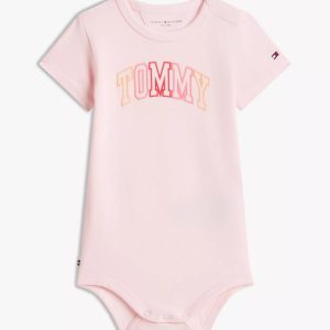 Babies' Multicolor Tommy Logo Onesie-Precious Pink