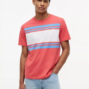 Block Stripe T-Shirt-Vintage Coral
