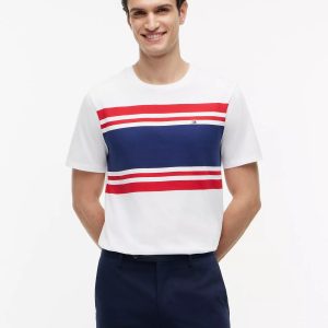 Block Stripe T-Shirt-White/Red