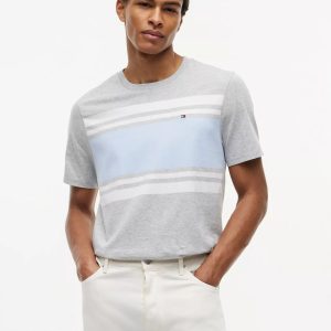 Block Stripe T-Shirt-Grey Heather