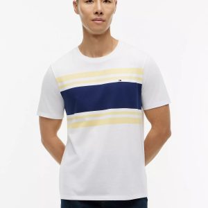 Block Stripe T-Shirt-White/Citronella