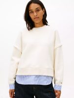 Layered-Look Fleece Sweatshirt-Light Beige