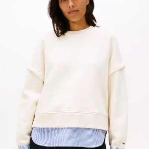 Layered-Look Fleece Sweatshirt-Light Beige