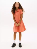 Kids' Pleated Stretch Polo Dress-Sweet nectarine