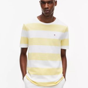 Rugby Stripe T-Shirt-Citronella/White Stripe