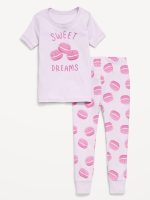 Unisex Snug-Fit Printed Pajama Set for Toddler & Baby-Macaroon