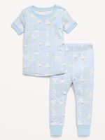 Unisex Snug-Fit Printed Pajama Set for Toddler & Baby-Blue Multi Floral