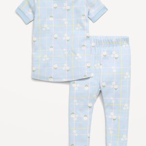 Unisex Snug-Fit Printed Pajama Set for Toddler & Baby-Blue Multi Floral