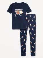 Gender-Neutral Snug-Fit Graphic Pajama Set for Kids-Basketball