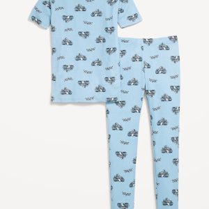 Gender-Neutral Snug-Fit Graphic Pajama Set for Kids-Motorcross