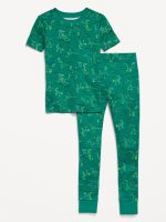 Gender-Neutral Snug-Fit Graphic Pajama Set for Kids-Dinosours