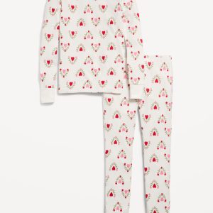 Printed Snug-Fit Graphic Pajama Set for Girls-Creme De La Creme