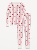 Printed Gender-Neutral Snug-Fit Pajama Set for Kids-Heart Stripes (Match The Fam!)