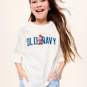 Old Navy x Disney Minnie Mouse Logo-Graphic T-Shirt for Girls-Sea Salt