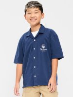 Short-Sleeve Boxy Graphic Shirt for Boys-Pacific Blue