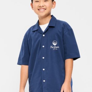 Short-Sleeve Boxy Graphic Shirt for Boys-Pacific Blue