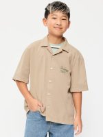 Short-Sleeve Boxy Graphic Shirt for Boys-Shore Enough