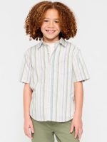 Short-Sleeve Striped Pocket Oxford Shirt for Boys-Multicolor Stripe