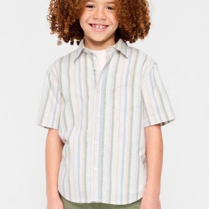 Short-Sleeve Striped Pocket Oxford Shirt for Boys-Multicolor Stripe