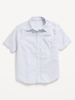 Short-Sleeve Striped Pocket Oxford Shirt for Boys-White/Blue Stripe Word
