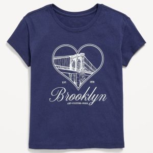 Short-Sleeve Graphic T-Shirt for Girls-Pacific Blue