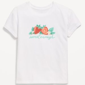 Short-Sleeve Graphic T-Shirt for Girls-White Lilies