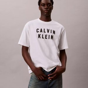 Contrast Logo Graphic Relaxed T-Shirt-Bright White