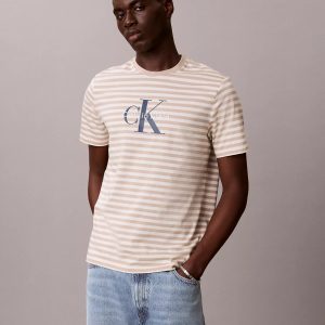 Monologo Graphic Stripe Classic T-Shirt-White Pepper / Tofu
