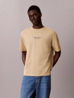 Faded Dye Logo Graphic Classic Crewneck T-Shirt-White Pepper