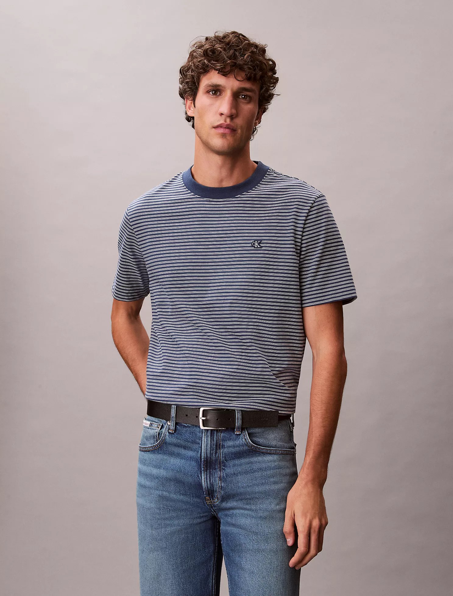 Stripe Relaxed T-Shirt-Dark Denim