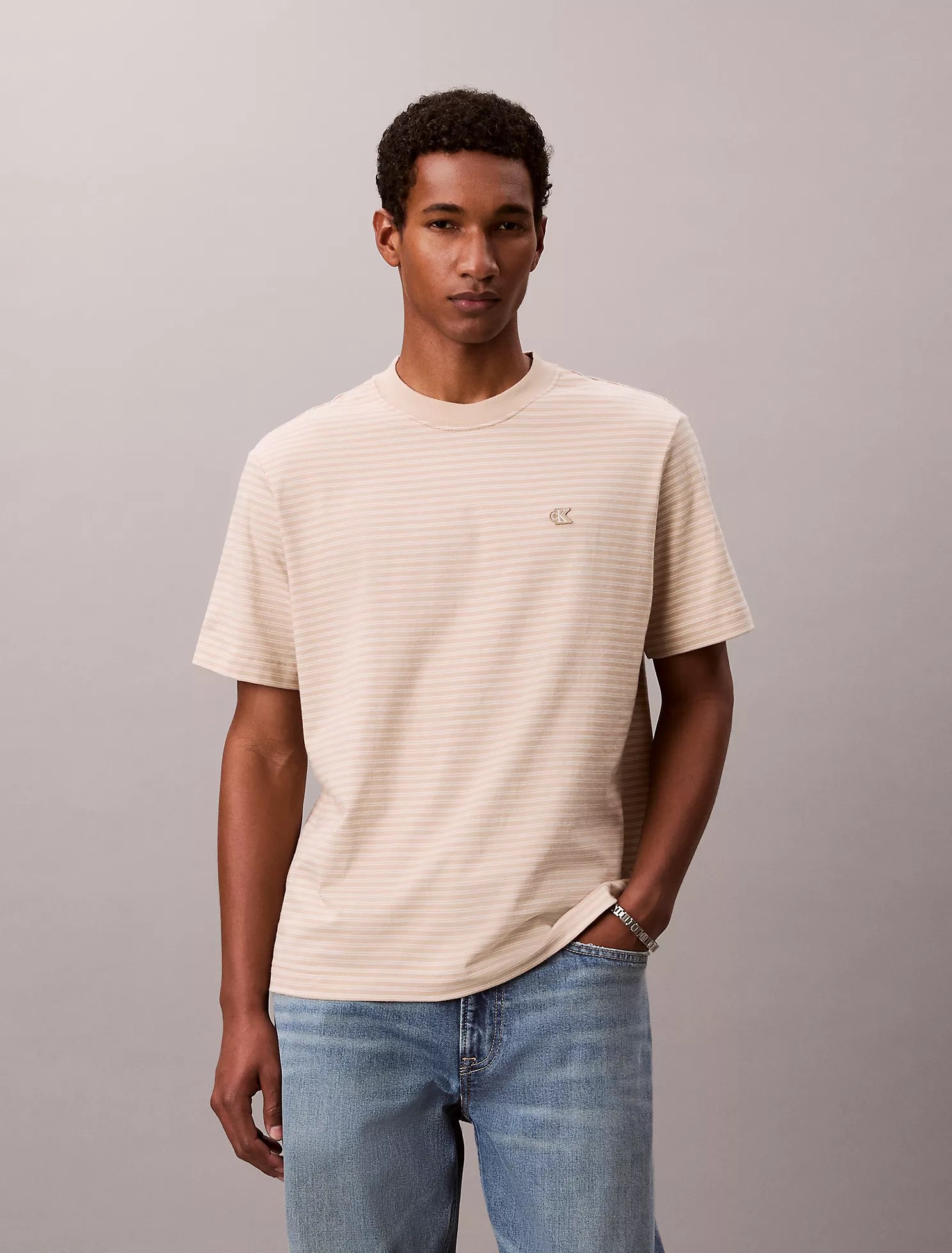 Stripe Relaxed T-Shirt-White Pepper