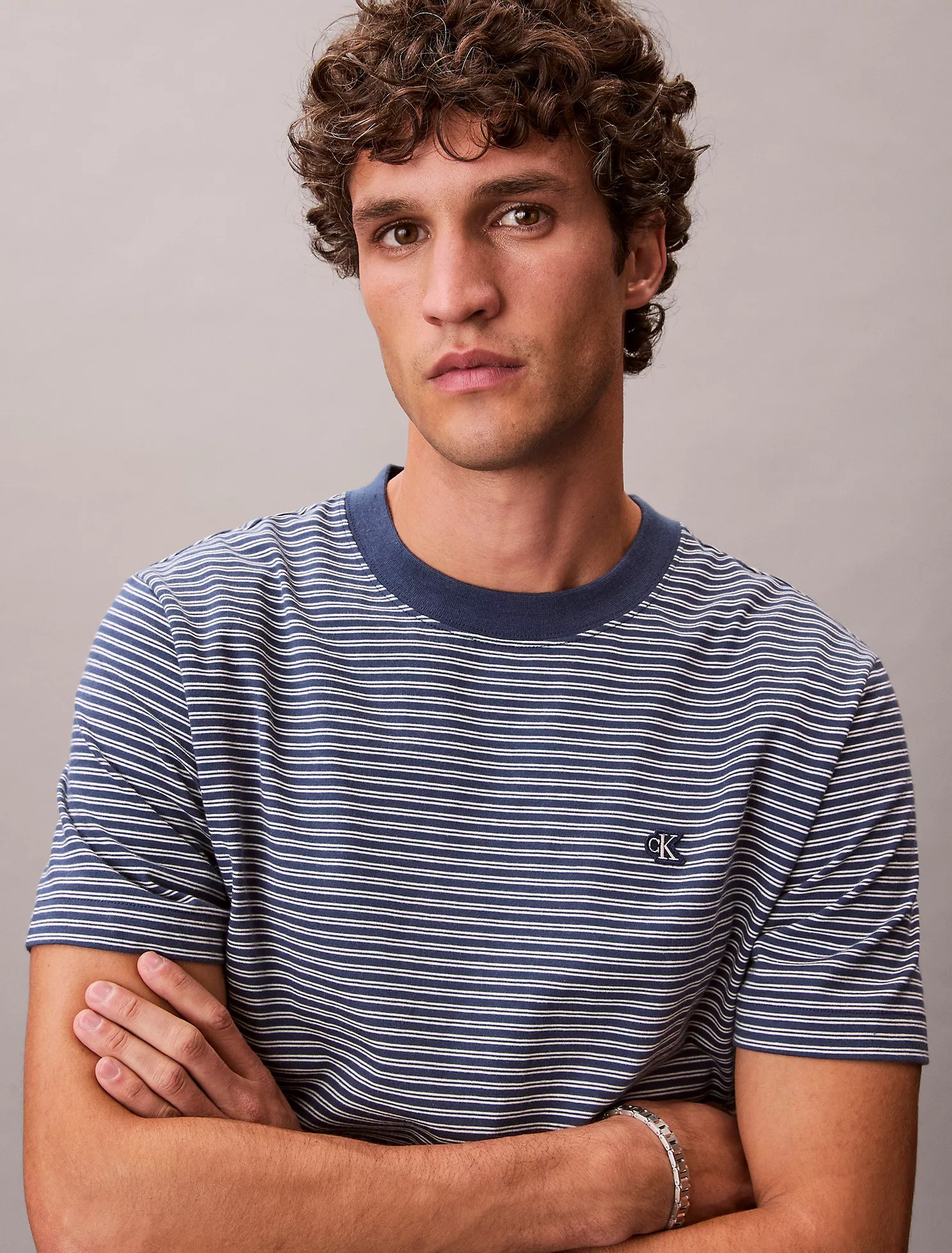 Stripe Relaxed T-Shirt-Dark Denim - Image 2