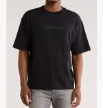 Relaxed Fit Serif Graphic T-Shirt-Black