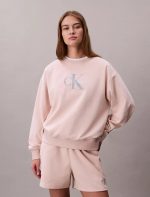 Monologo French Terry Relaxed Sweatshirt-Buff Beige