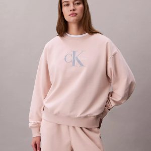 Monologo French Terry Relaxed Sweatshirt-Buff Beige