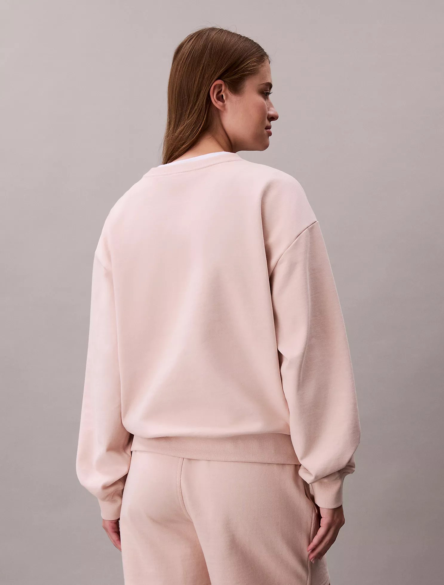 Monologo French Terry Relaxed Sweatshirt-Buff Beige - Image 3