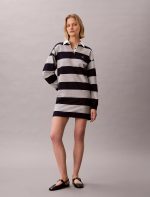 Varsity Stripe Mini Polo Dress-Baritone Blue Stripe