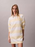 Varsity Stripe Mini Polo Dress-Snow White Stripe