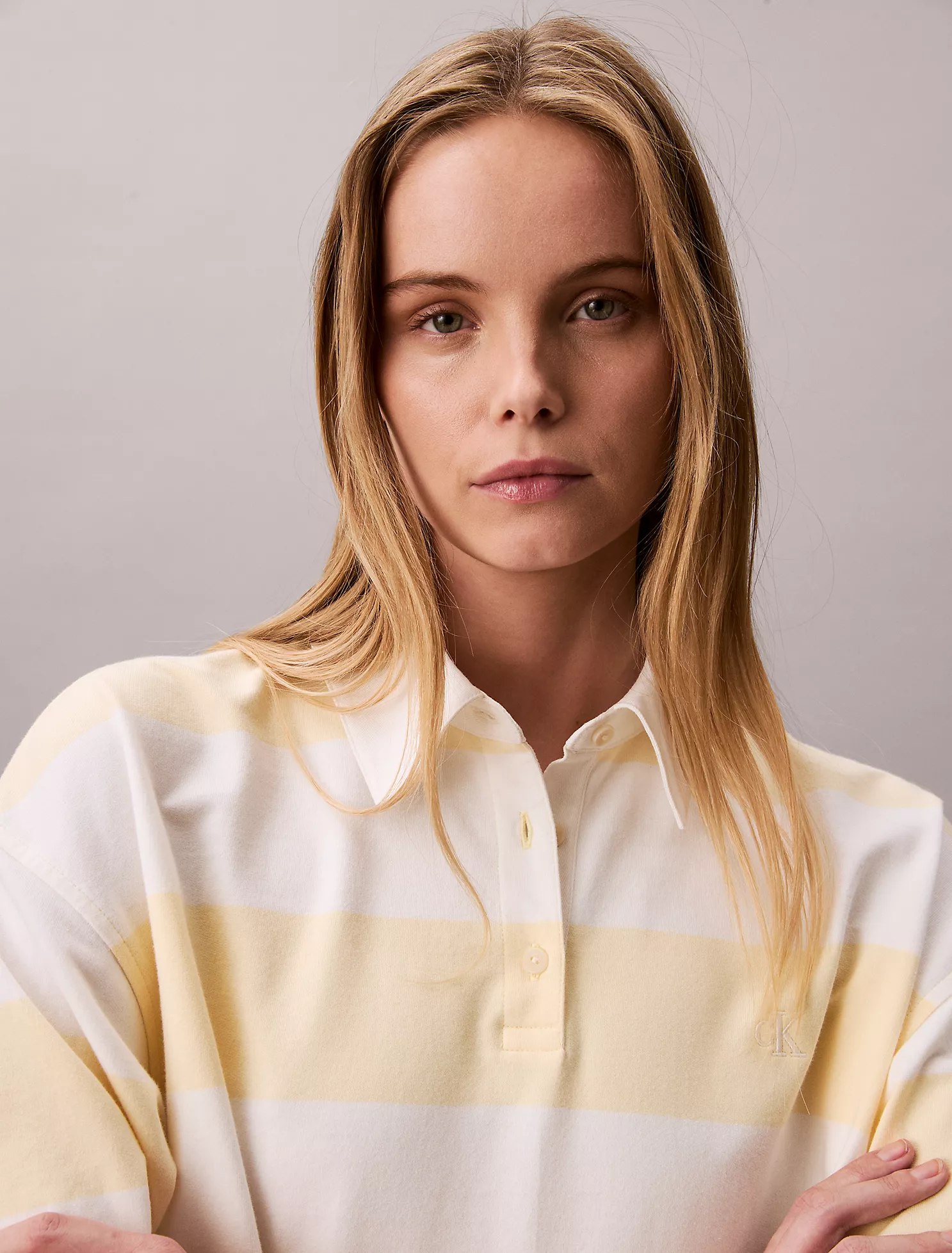 Varsity Stripe Mini Polo Dress-Snow White Stripe - Image 2